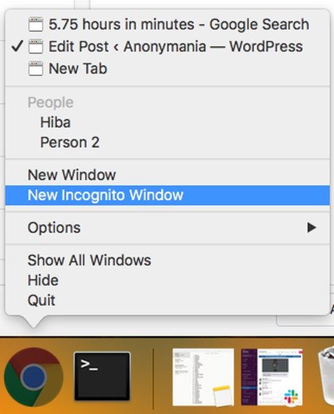 chrome for mac shortcut open new incognito window